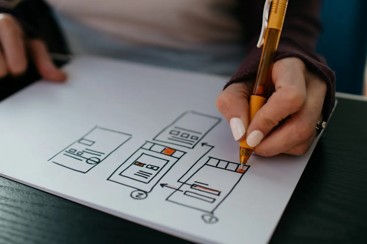 Website design sketch for SEO