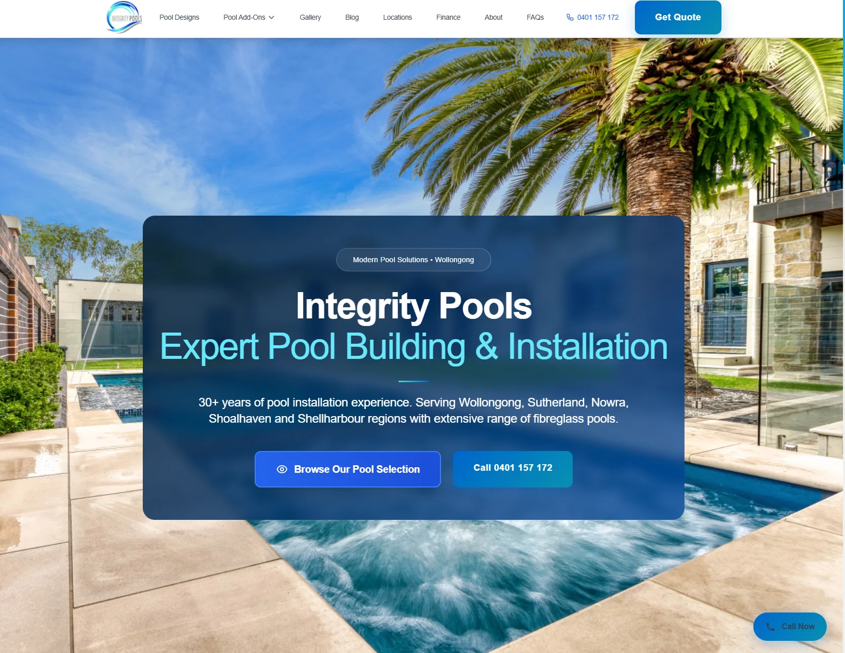 Integrity Swimming Pools website designed by SuccessWithMark.Rocks