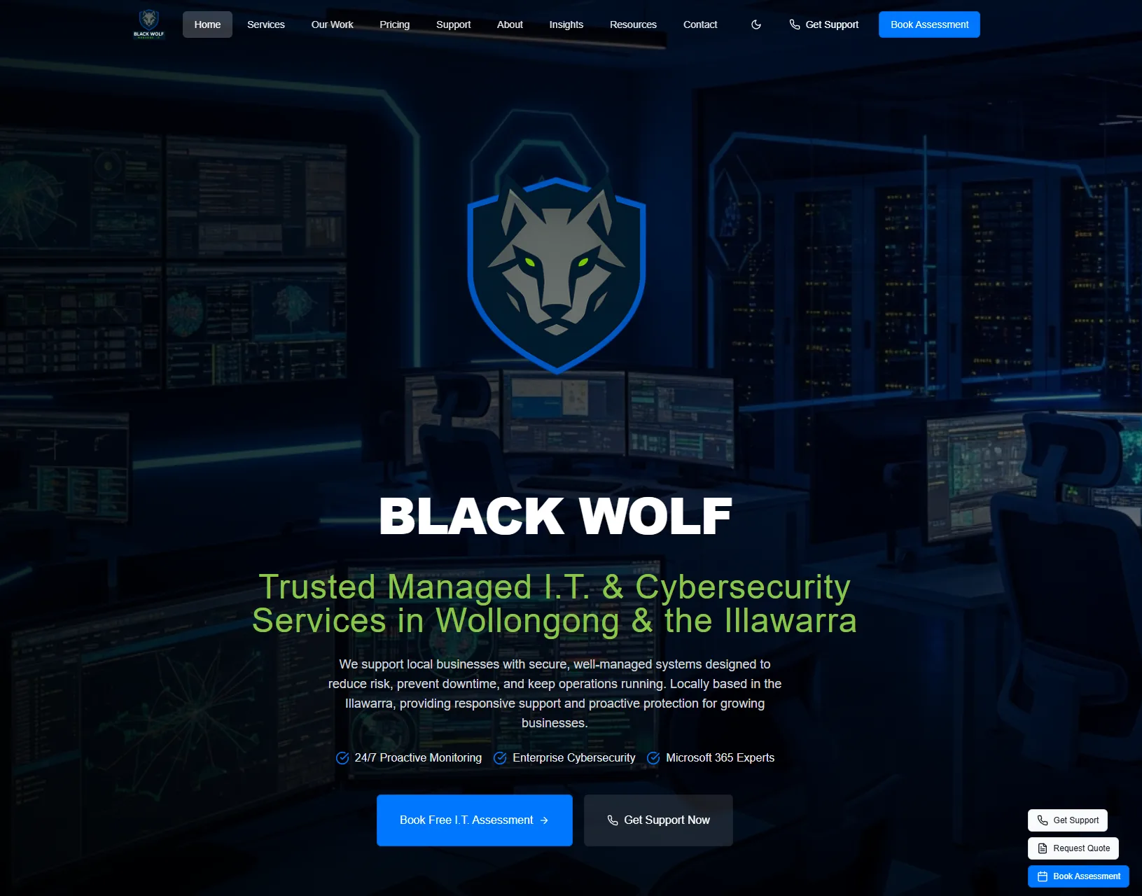 Black Wolf IT website designed by SuccessWithMark.Rocks