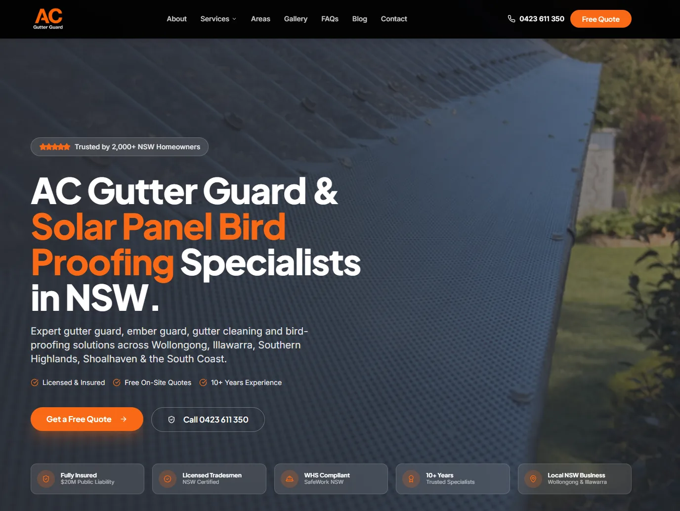 AC Gutter Guard website designed by SuccessWithMark.Rocks