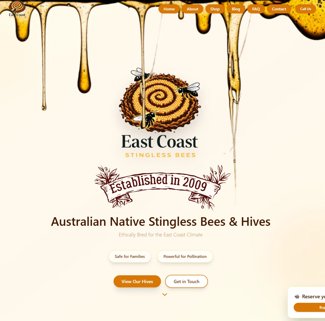 East Coast Stingless Bees website designed by SuccessWithMark.Rocks
