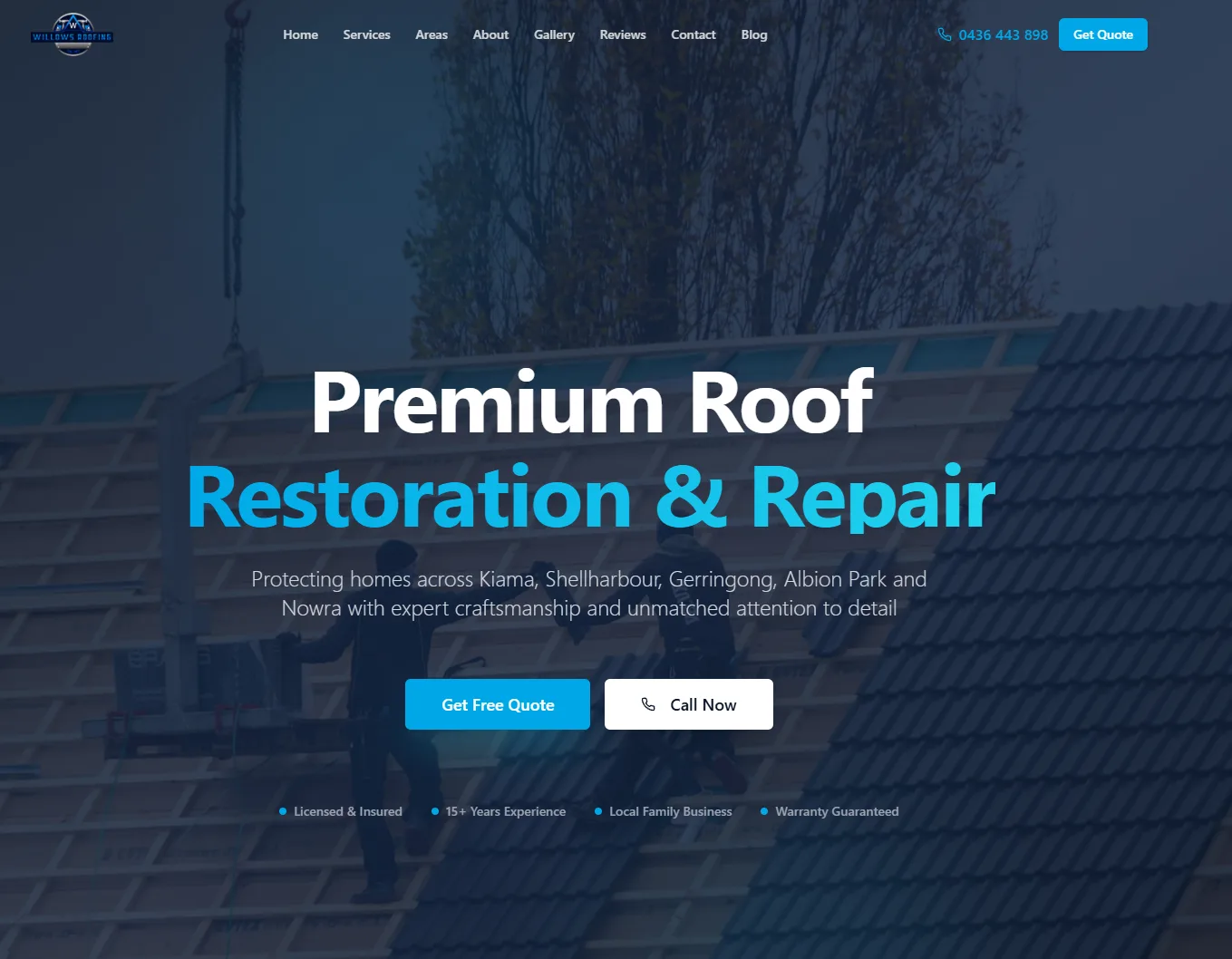 Willows Roofing website designed by SuccessWithMark.Rocks
