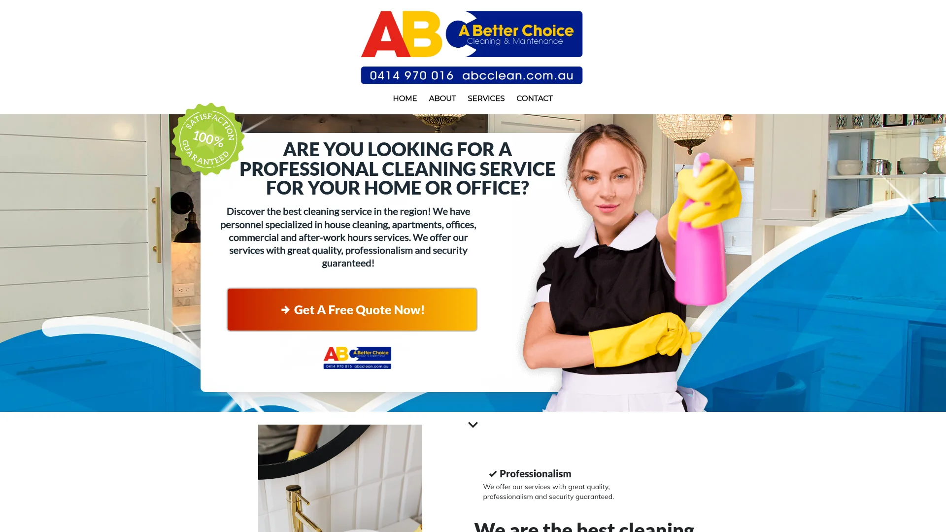 ABC Clean website designed by SuccessWithMark.Rocks